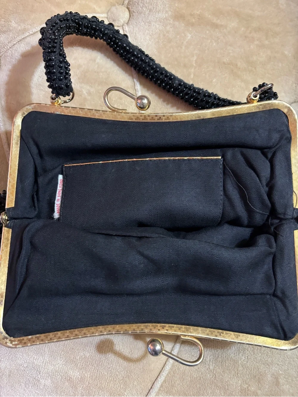 Vintage Black Beaded Evening Handbag